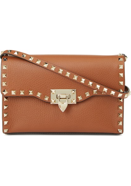 Rockstud Kahverengi Kadın Deri Çanta