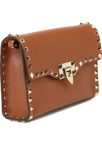 Rockstud Kahverengi Kadın Deri Çanta modelleri