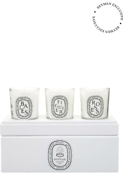Whıte Set Of Candles Baıes, Fıguıer, Roses (3X70 G