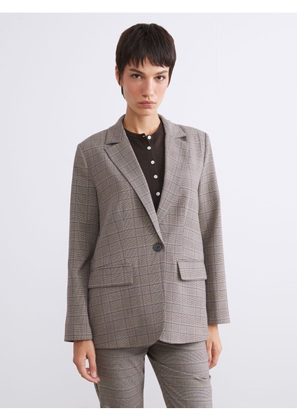 Yeni Sezon Ekose Kadın Blazer Ceket