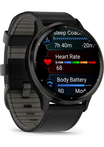 Venu 3 Siyah 45MM Deri Kayışlı Akıllı Saat modelleri
