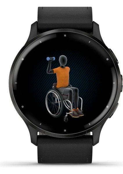 Venu 3 Siyah 45MM Deri Kayışlı Akıllı Saat