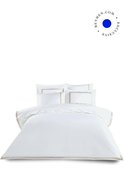 Marmi Beyaz Pamuklu Çift Kişilik Nevresim Takımı 200 x 220 cm