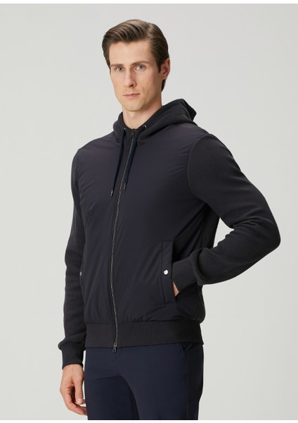 Lacivert Kapüşonlu Mont modelleri