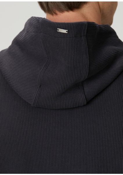 Lacivert Kapüşonlu Mont