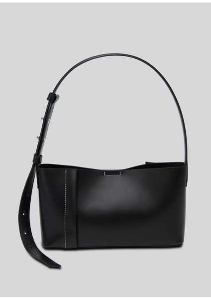 The Small Tote Plissé Siyah Deri Kadın Omuz Çantası fiyatları