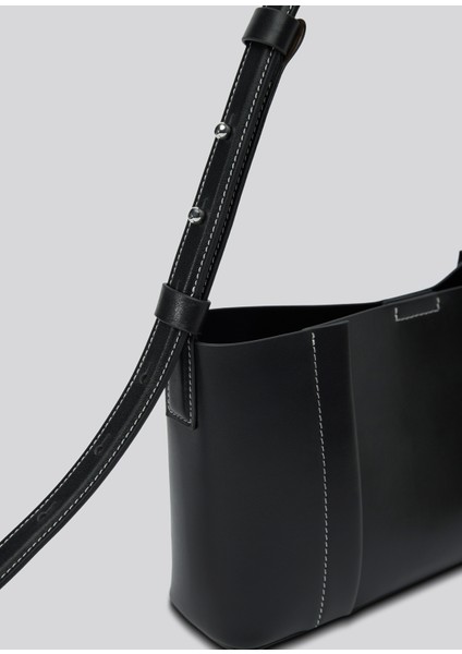 The Small Tote Plissé Siyah Deri Kadın Omuz Çantası fırsatları