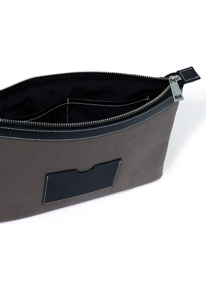 Stitched Vizon Siyah Kanvas Kadın Clutch Çanta modelleri