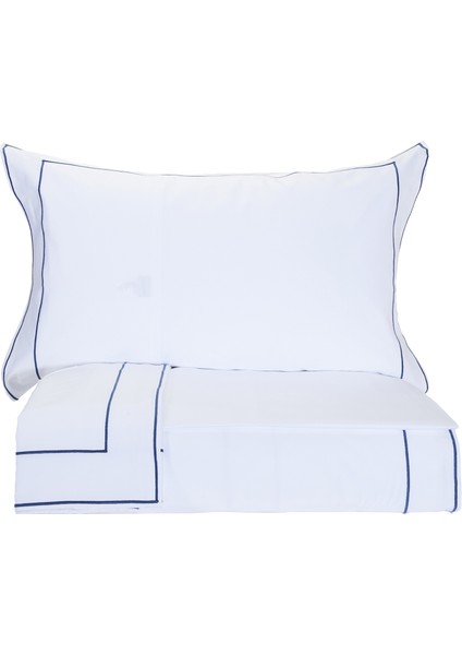 Isola Mavi Beyaz Pamuk Saten Nevresim Takımı