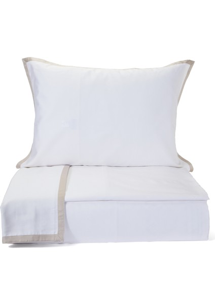 Hellen Pembe Beyaz Pamuk Saten Nevresim Takımı