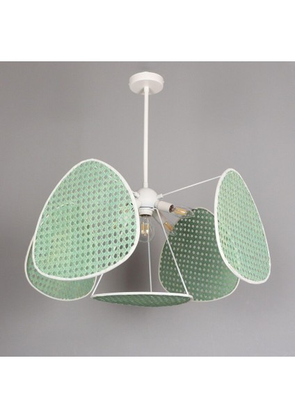 Yeşil Bulut Doğal Hazeran 55 x 35 cm 4+1 Yaprak Avize