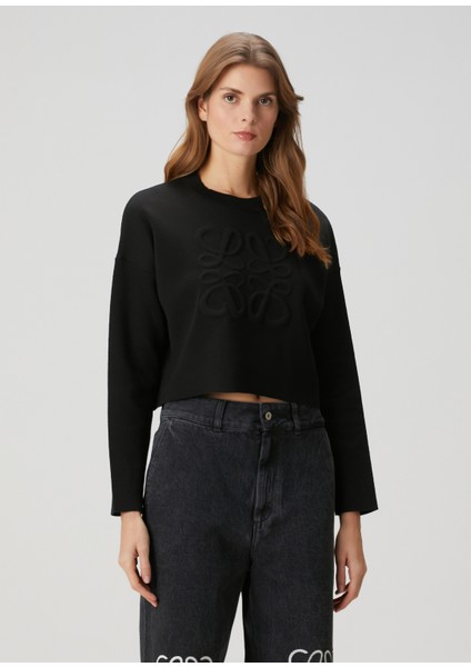 Siyah Crop Yün Triko modelleri