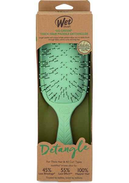 Go Green Paddle Detangler Yeşil Kalın Telli Saçlar Için Geniş Saç Fırçası indirimleri