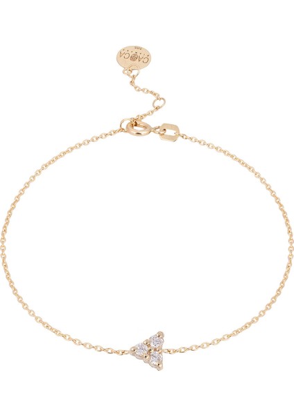 Üçgen Taşlı Pırlanta 14 Ayar Altın Unisex Bileklik