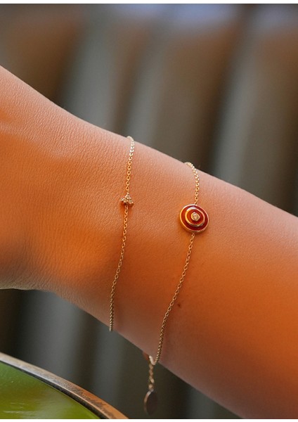 Üçgen Taşlı Pırlanta 14 Ayar Altın Unisex Bileklik modelleri