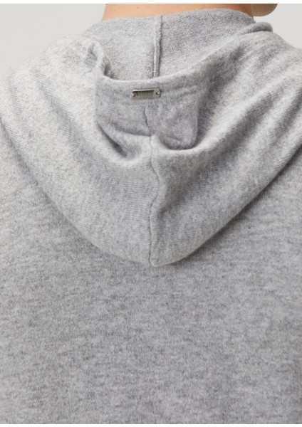 Gri Kapüşonlu Kaşmir Triko