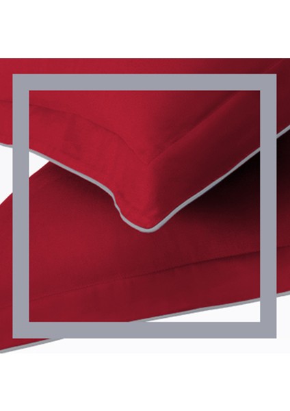 Gri Biyeli Kırmızı Oxford Yastık Kılıfı 50X70 cm modelleri