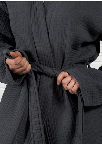 Cocoon Antrasit %100 Pamuk Kadın Bornoz modelleri