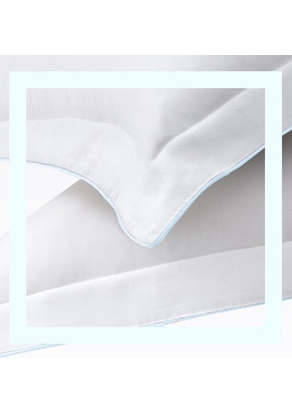 Bebek Mavi Biyeli Beyaz Oxford Yastık Kılıfı 50X70 cm fırsatları