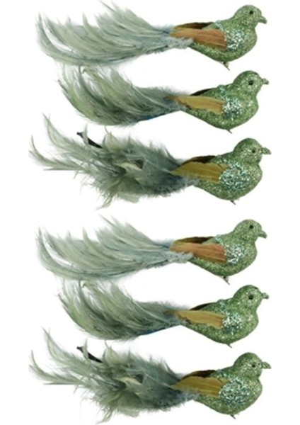6lı Federstolz Yeşil Kuşlar Biblo