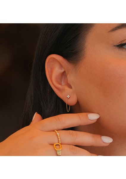 Çiçek Pırlanta Taşlı 14 Ayar Altın Kadın Küpe fiyatları