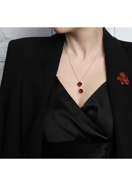 Sarmaşık Gelincik 925 Ayar Gümüş Kadın Kolye modelleri