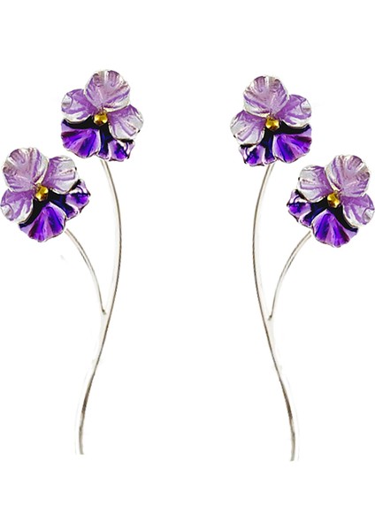 Menekşe Dalları 925 Ayar Gümüş Kadın Küpe