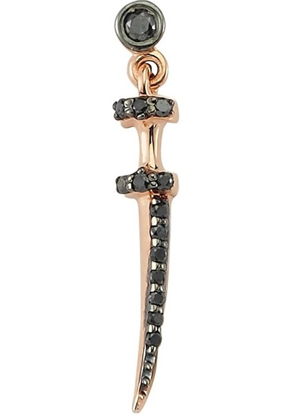 Sword Kadın Tekli Siyah Pırlanta Altın Küpe