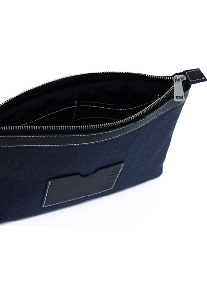 Stitched Lacivert Denim Siyah Clutch Kadın El Portföyü fırsatları