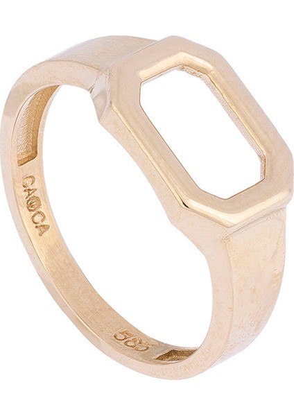 Sekizgen Sade 14 Ayar Altın Unisex Yüzük