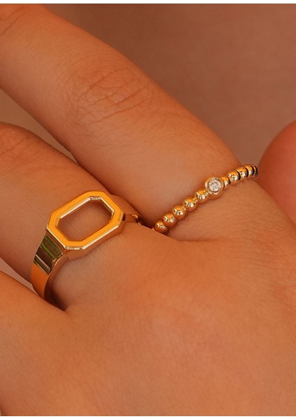 Sekizgen Sade 14 Ayar Altın Unisex Yüzük modelleri