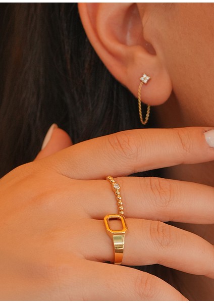 Sekizgen Sade 14 Ayar Altın Unisex Yüzük fırsatları