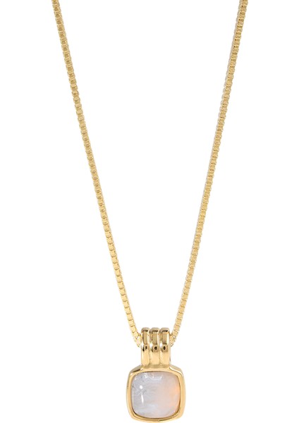 Zamansız Kalsedon Doğal Taş 14 Ayar Altın Kadın Kolye