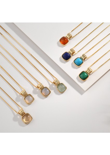 Zamansız Kalsedon Doğal Taş 14 Ayar Altın Kadın Kolye fiyatları