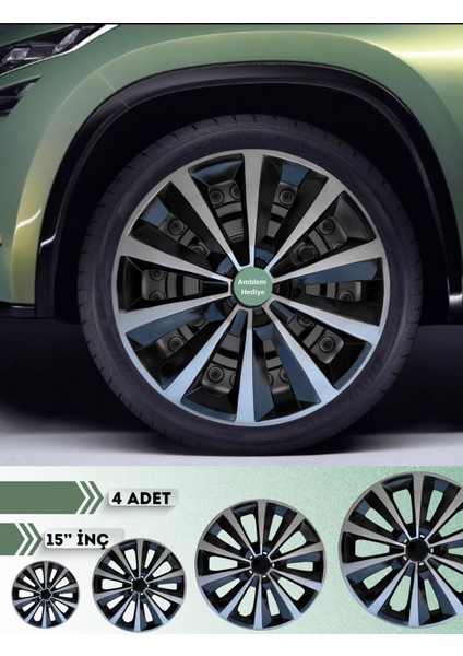 Renault Clio 15 Inç Jant Kapağı Çift Renk (Amblemli 4-Adet Kapak) 302