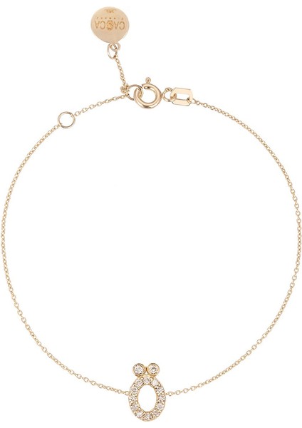 Ö Harfi Pırlanta Taşlı 14 Ayar Altın Kadın Bileklik