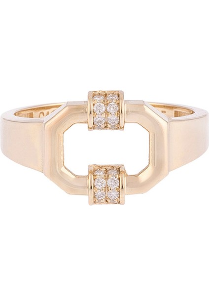 Sekizgen Pırlanta Taşlı 14 Ayar Altın Unisex Yüzük fiyatları