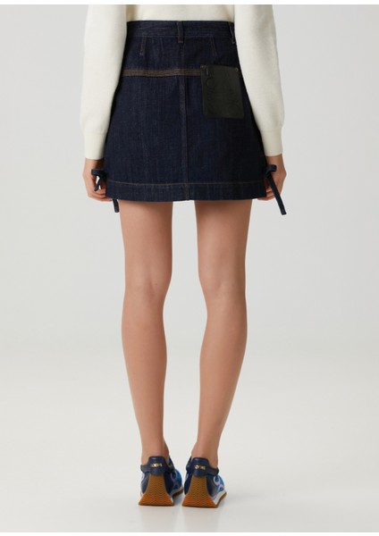 Koyu Mavi Mini Denim Etek indirimleri