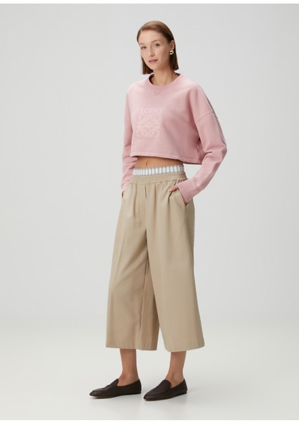 Pembe Logolu Crop Sweatshirt fiyatları