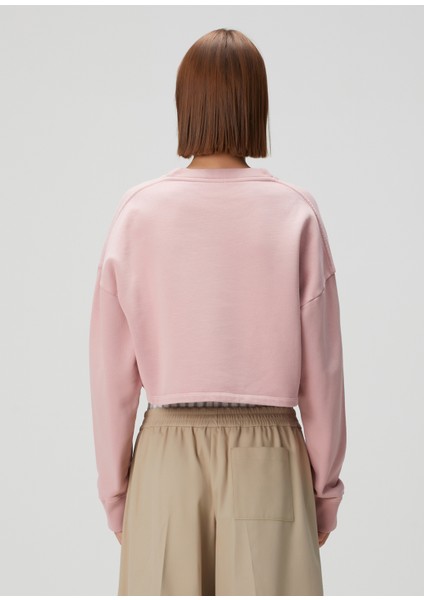 Pembe Logolu Crop Sweatshirt fırsatları