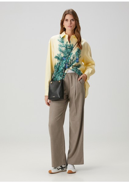 Relaxed Fit Sarı Baskılı Gömlek fiyatları