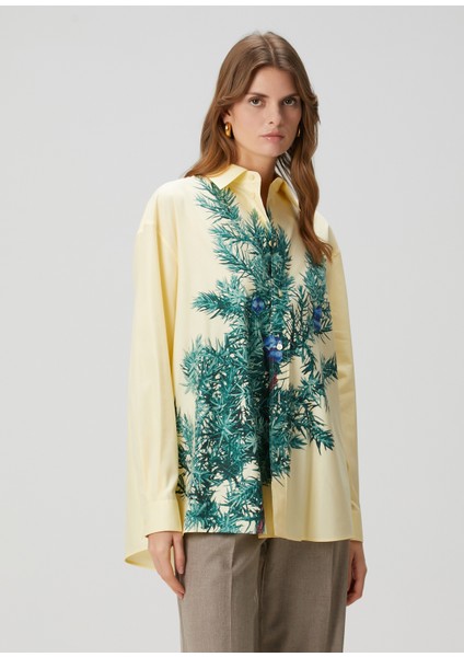 Relaxed Fit Sarı Baskılı Gömlek modelleri