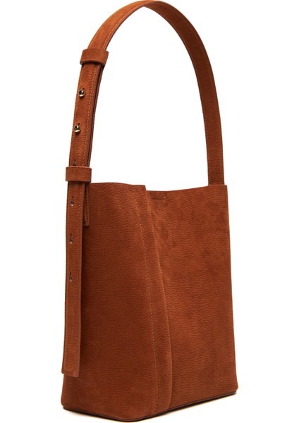 The Medium Tote Plissé Karamel Deri Kadın Omuz Çantası fiyatları
