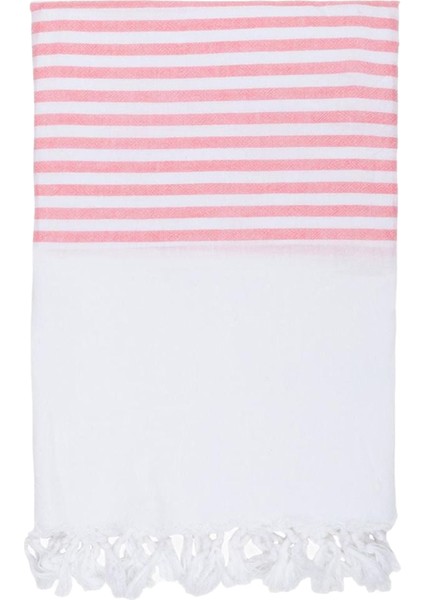 White Imbat Pembe Pamuklu Peştemal