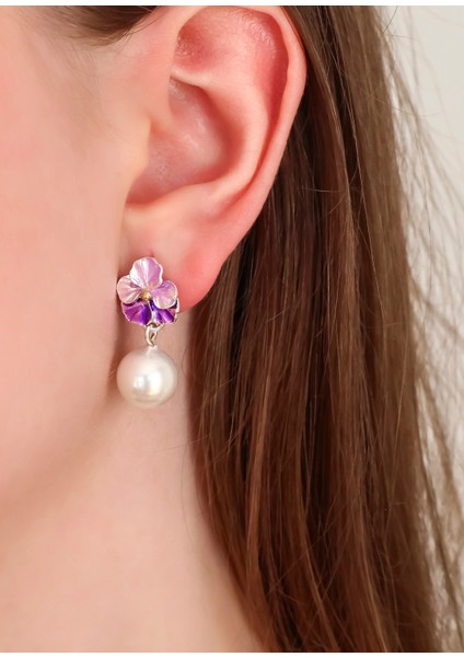 Incili Menekşe 925 Ayar Gümüş Kadın Küpe fiyatları