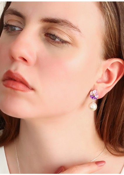 Incili Menekşe 925 Ayar Gümüş Kadın Küpe fırsatları