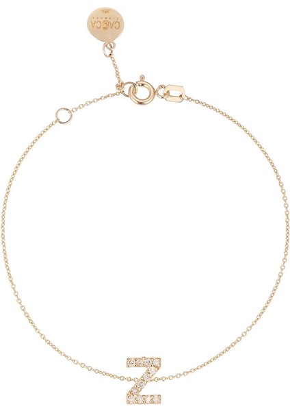 Z Harfi Pırlanta Taşlı 14 Ayar Altın Kadın Bileklik