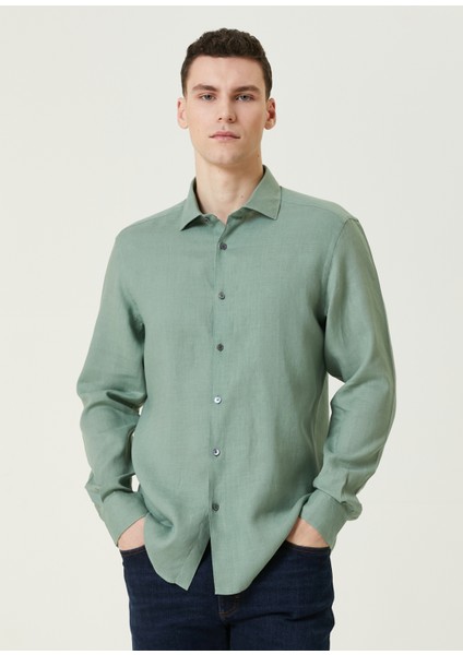 Yeşil Keten Gömlek