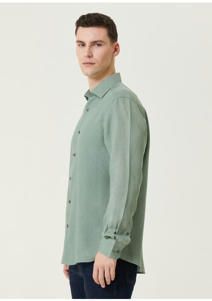 Yeşil Keten Gömlek modelleri
