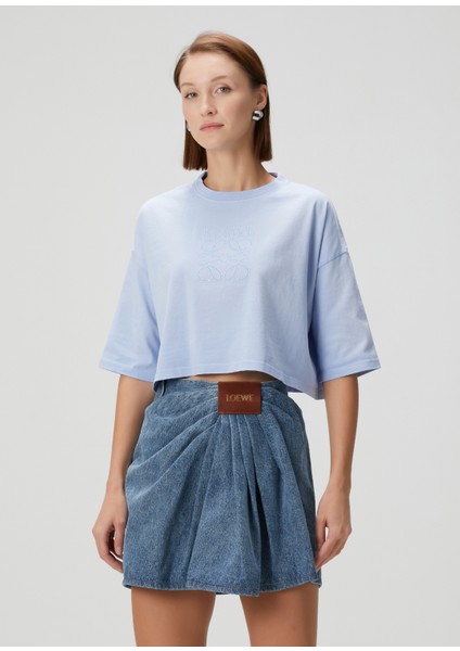 Mavi Logolu Crop T-Shirt